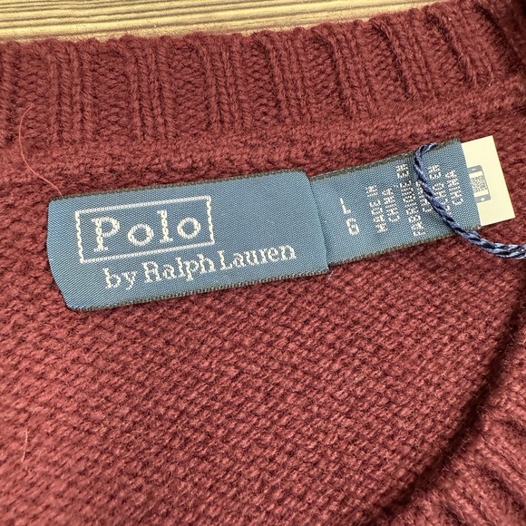 Polo Ralph Lauren Women's Burgundy Crest Logo Knit Wool Sweater Size Large NEW - Picture 5 of 11